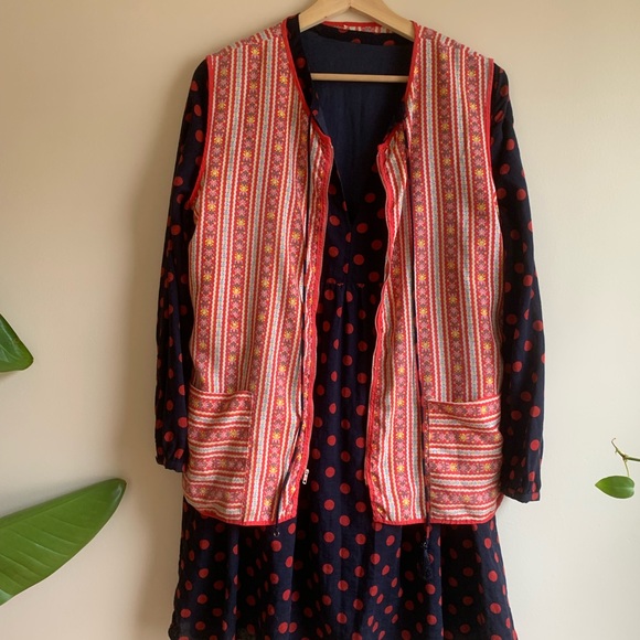 60s/70s Zippered Floral Apron Top - Picture 10 of 12